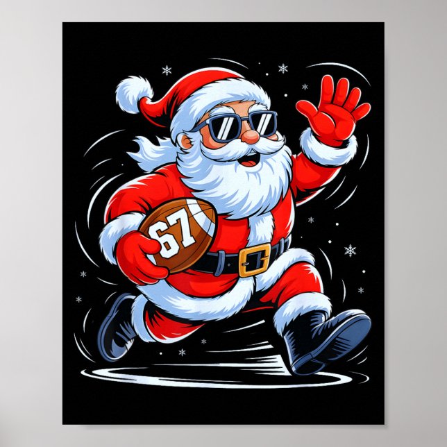 Affiche Funny Football Santa 67 Christmas Xmas Holiday Boy (Devant)