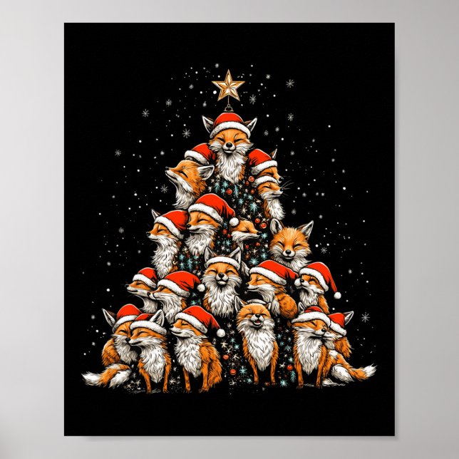 Affiche Funny Fox Christmas Tree Foxes Xmas Fox Lover Enfa (Devant)