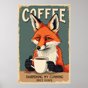 Affiche Funny Fox Coffee Art