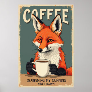 Affiche Funny Fox Coffee Art