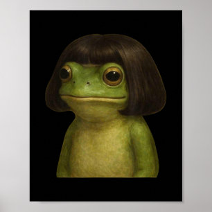 Affiche Funny Frog Girl Bob Hair Meme Art