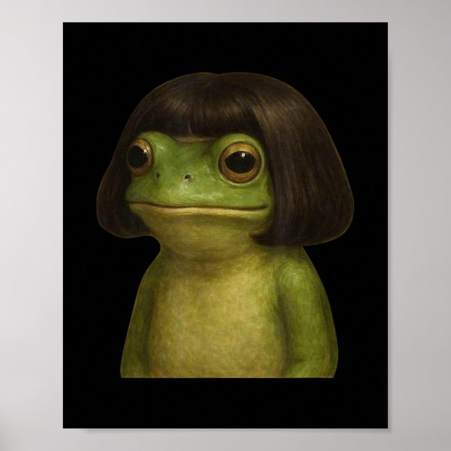 Affiche Funny Frog Girl Bob Hair Meme Art (Devant)
