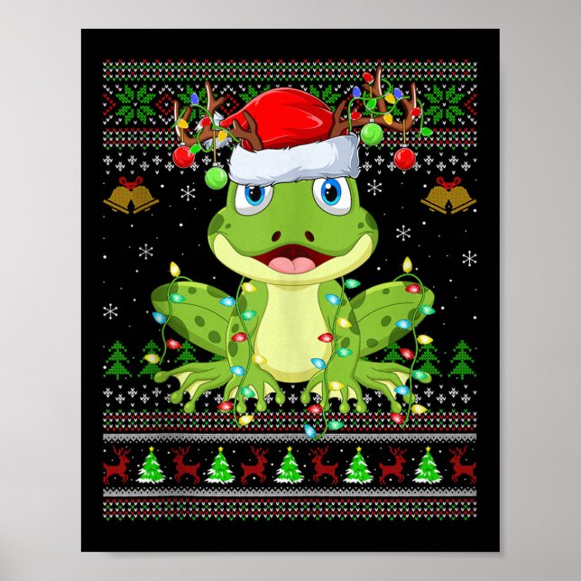 Affiche Funny Frog Ugly Christmas Sweaters Holiday Santa C (Devant)
