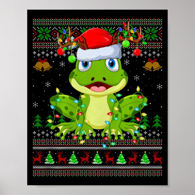 Affiche Funny Frog Ugly Christmas Sweaters Holiday Santa C (Devant)