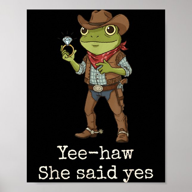 Affiche Funny Frog Western Engagement Matching Couples Tee (Devant)
