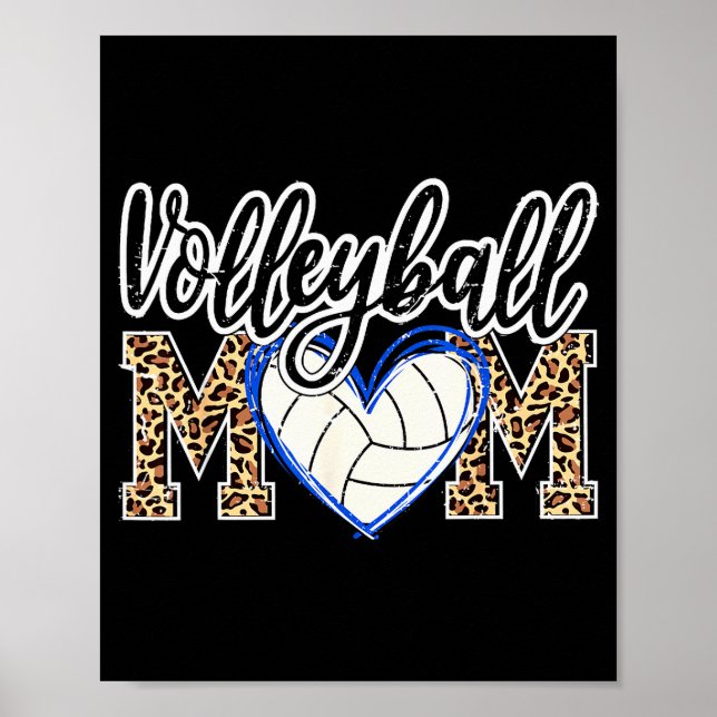 Affiche Funny Game Women Volleyball Leopard Ball Mom Mothe (Devant)