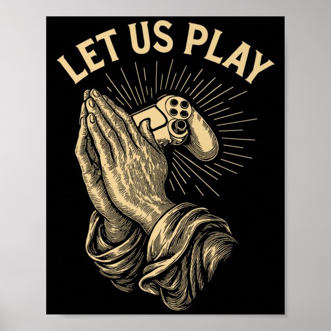 Affiche Funny Gamer Prayer Pun Video Game Controller Retro (Devant)