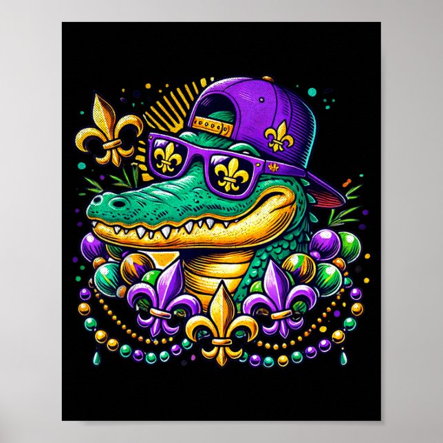 Affiche Funny Gator Mardi Gras  (Devant)