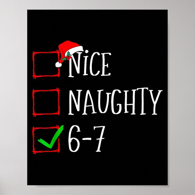 Affiche Funny Gen Alpha 6-7 Meme Nice Naughty 67 Christmas (Devant)