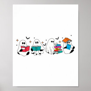 Affiche Funny Ghost Lecture Livres Enseignant Halloween Éf