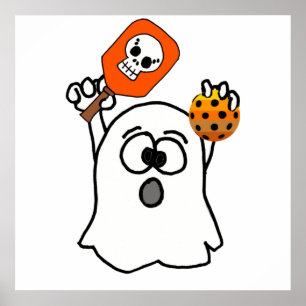 Affiche Funny Ghost Playing Pickleball Halloween