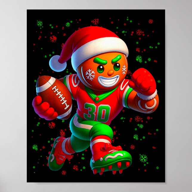 Affiche Funny Gingerbread Football Snowflake Christmas Xma (Devant)