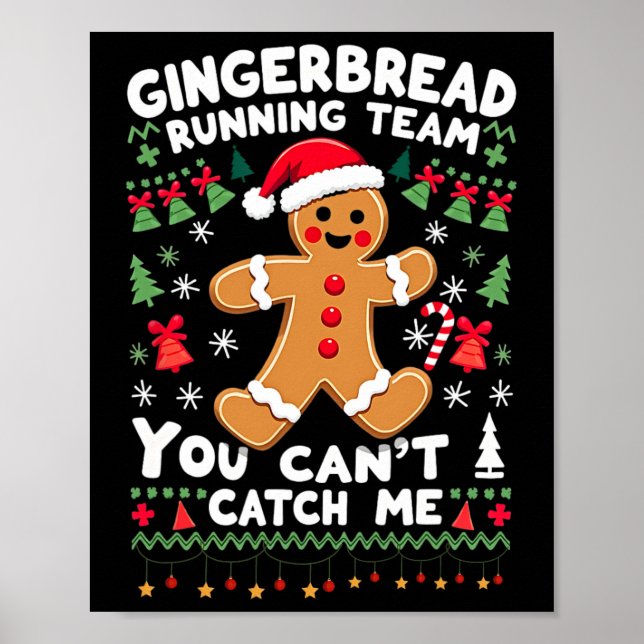 Affiche Funny Gingerbread Running Team Ugly Christmas Swea (Devant)