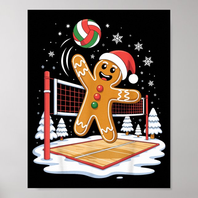 Affiche Funny Gingerbread Volleyball Player Christmas  (Devant)