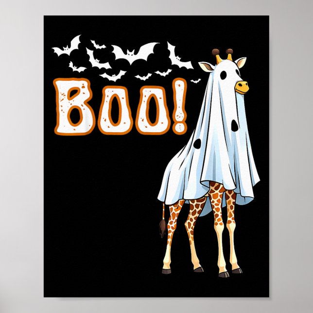 Affiche Funny Giraffe Ghost Boo Shirt Cute Animal Hallowee (Devant)