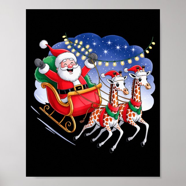 Affiche Funny Giraffe Lover Xmas Giraffe Santa Christmas S (Devant)