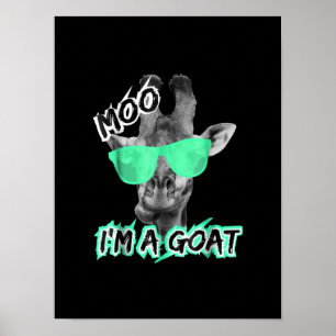 Affiche Funny Giraffe Moo Dans le zoo de Goat