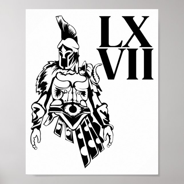Affiche Funny Gladiator 67 Meme Roman Numerals Lxvii Viral (Devant)