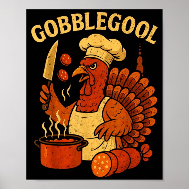 Affiche Funny Gobbol Italian Gobble Turkey Day Fall Thanks (Devant)