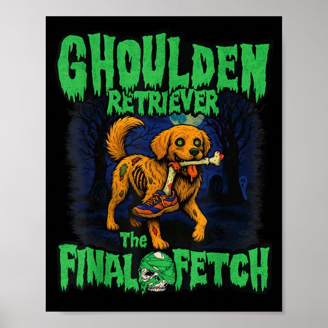 Affiche Funny Golden Retriever Zombie Halloween, Soky Ghou (Devant)