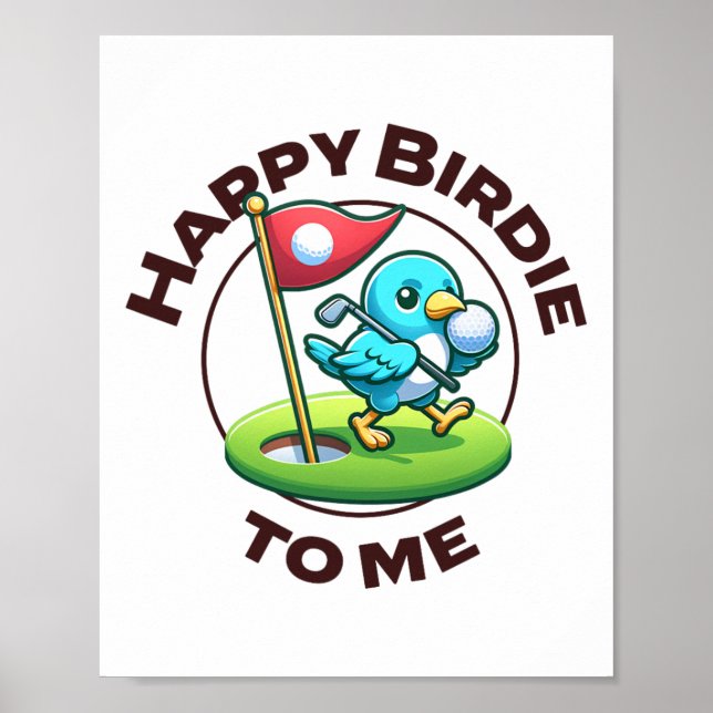 Affiche Funny Golf Anniversaire Joyeux Birdie Golfer Garço (Devant)