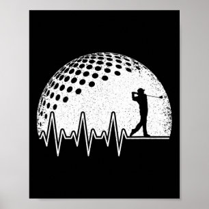 Affiche Funny Golf Heartbeat Golf Player Vintage Golfer