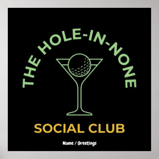 Affiche Funny Golf Social Club Humor Hole-In-None Martini 