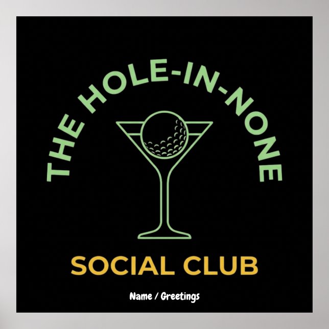 Affiche Funny Golf Social Club Humor Hole-In-None Martini  (Devant)