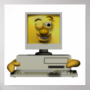 Affiche funny goofy winking computer