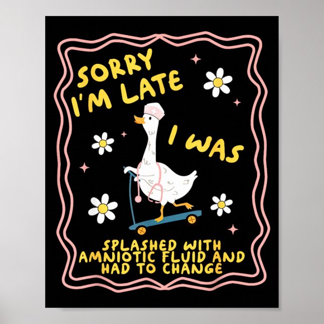 Affiche Funny Goose Sorry I'm Late L&amp;d Labor And Deliv (Devant)