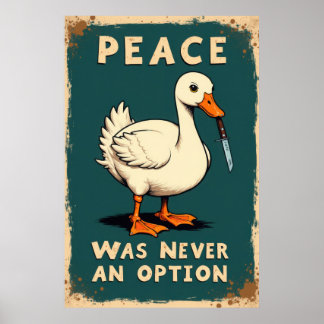 Affiche Funny goose with a knife illustration