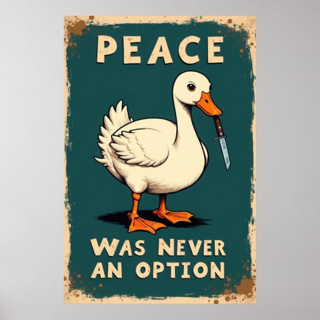 Affiche Funny goose with a knife illustration (Devant)