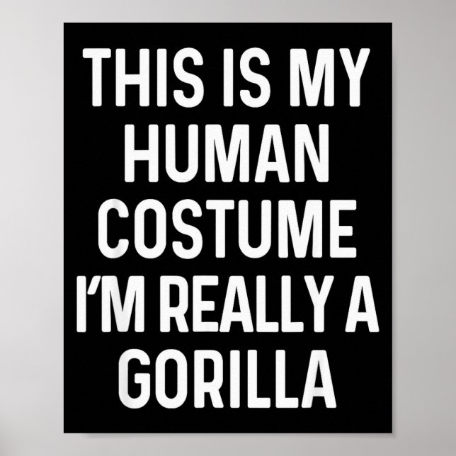Affiche Funny Gorilla Costume Shirt Halloween Adults Kids  (Devant)