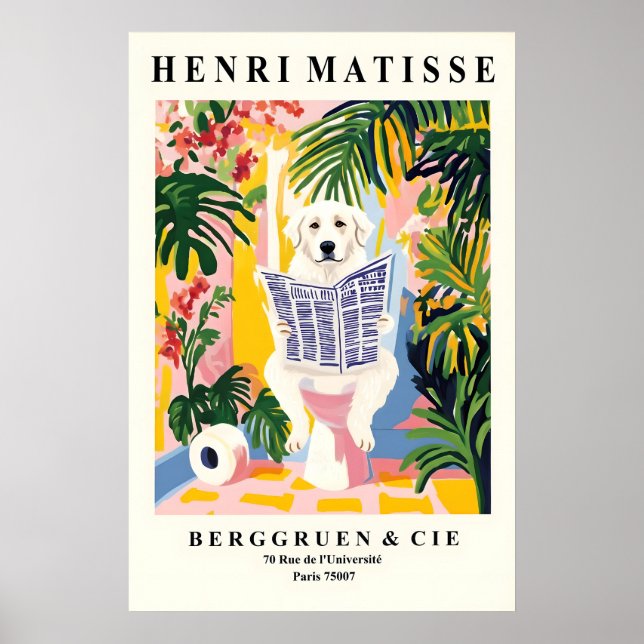 Affiche Funny Great Pyrenees Art Print – Matisse Style (Devant)