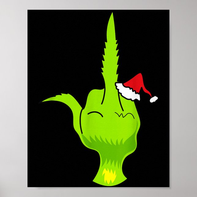 Affiche Funny Green Hand Middle Finger Xmas Santa  (Devant)