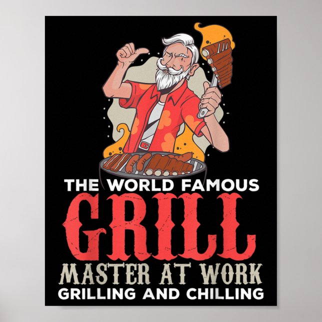 Affiche Funny Grill Master Bbq Lovers Foodies Chef Fumé (Devant)