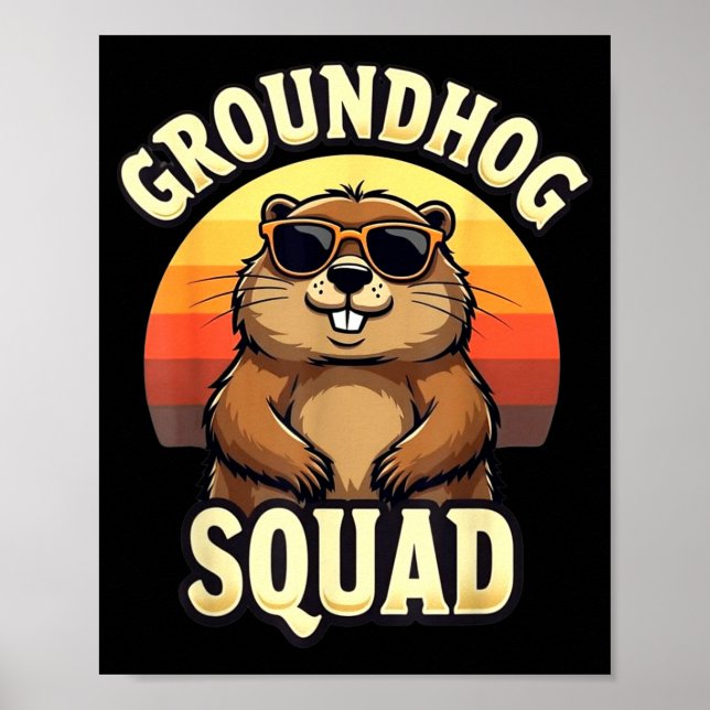 Affiche Funny Groundhog Squad Happy Groundhog Day Celebrat (Devant)