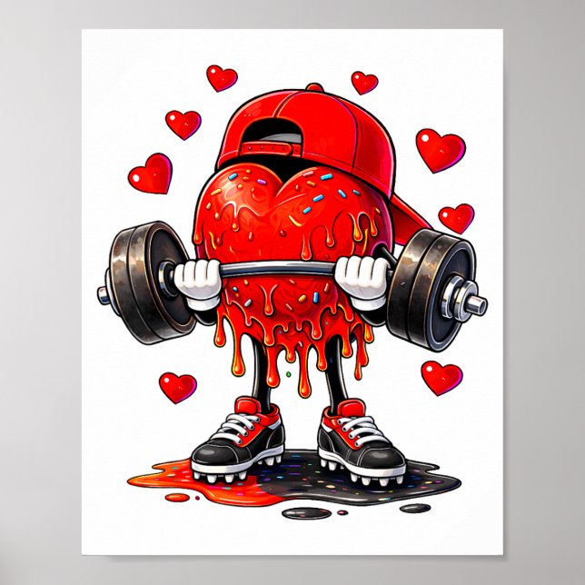 Affiche Funny Gym Heart Weightlifting Fitness Workout Drip (Devant)