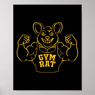Affiche Funny Gym Rat Bodybuilding Pour Les Amateurs De Gy