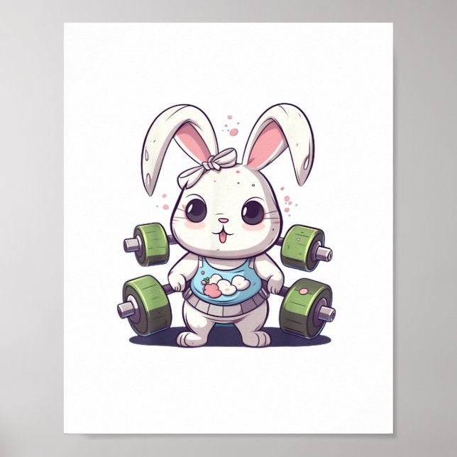 Affiche Funny Gym Workout Bunny Fitness Studio Rabbit Card (Devant)