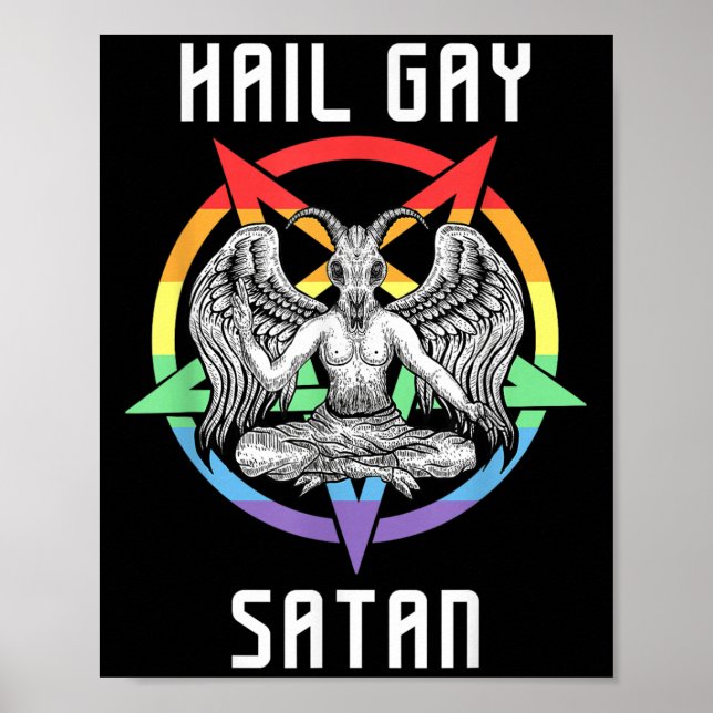 Affiche Funny Hail Gay Satan Lgbt Goth Gay pride Baphomet (Devant)