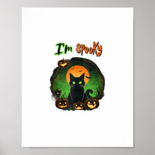 Affiche Funny Halloween Éffrayant Chat noir Citrouille Cha