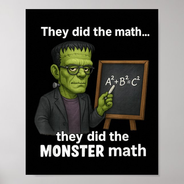 Affiche Funny Halloween Monster Math Pun, Humour enseignan (Devant)