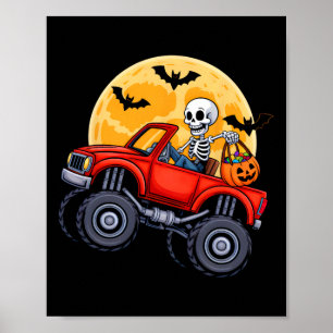 Affiche Funny Halloween Skeleton Monster Truck Kids Boys