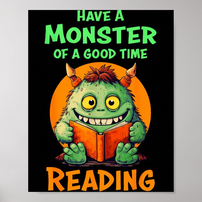 Affiche Funny Halloween Teacher Librarian Monster Reading  (Devant)