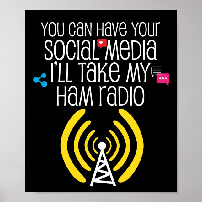 Affiche Funny Ham Radio Opérateur CB Radio Amateur Cadeau (Devant)