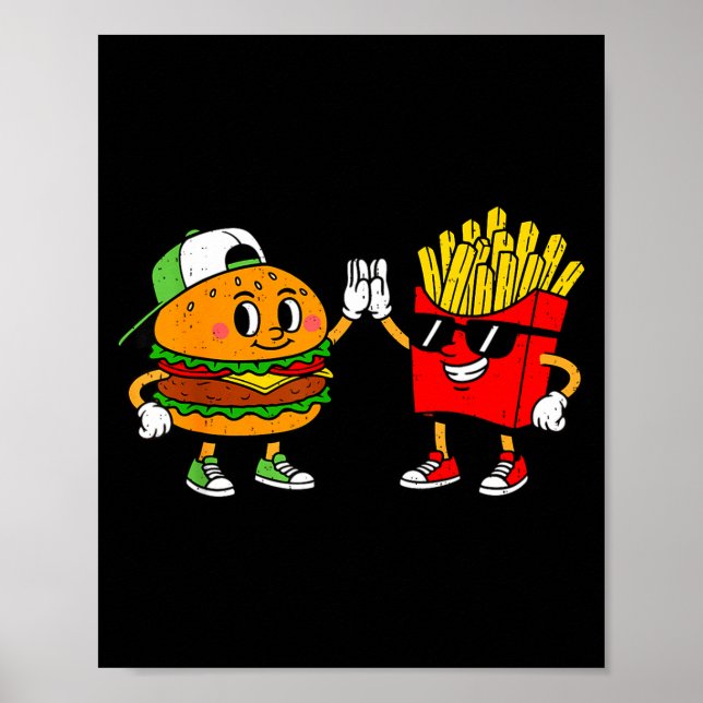 Affiche Funny Hamburger French Fries Combo Snacks Fast Foo (Devant)