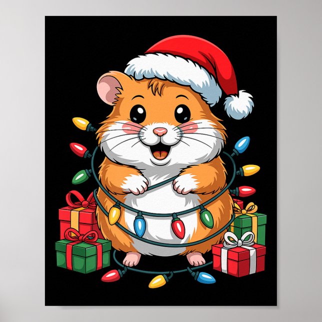 Affiche Funny Hamster Santa Hat Animals Lovers Ugly Christ (Devant)