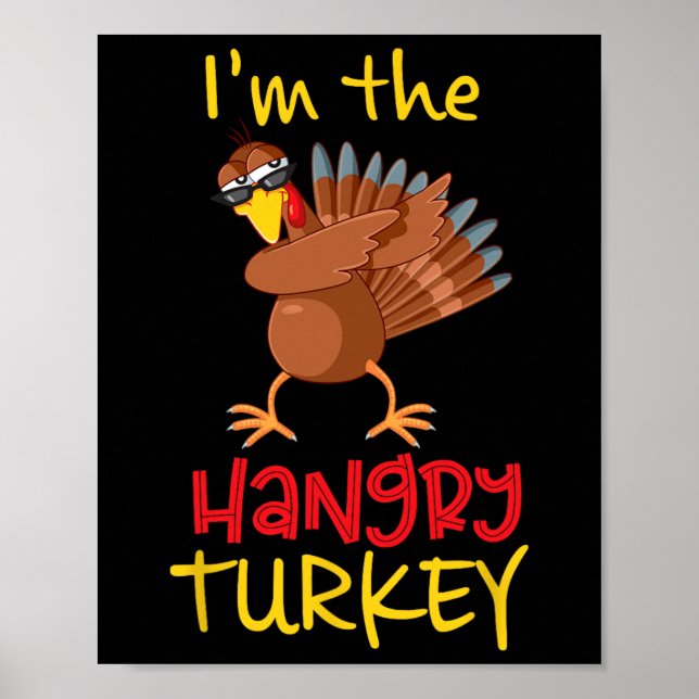 Affiche Funny Hangry Turkey Matching Family Group Thanksgi (Devant)