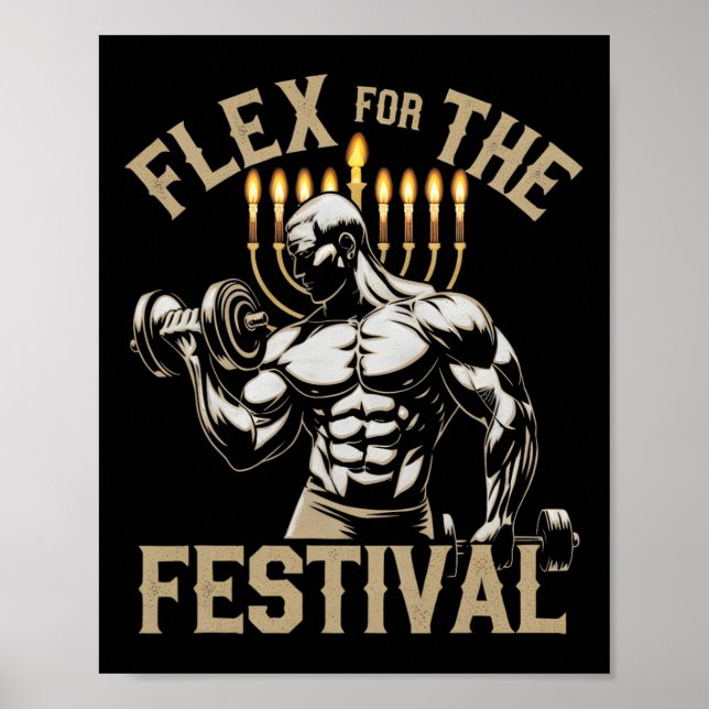 Affiche Funny Hanoukka Jewish Gym Workout Flex Festival (Devant)